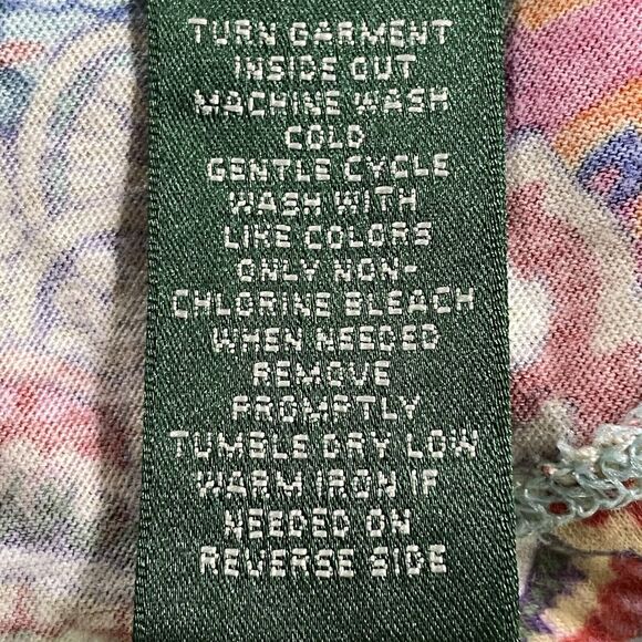 Ralph Lauren Ruffled Paisley Top Size L Sleeveless Boho Countrycore 100% Cotton - Picture 9 of 9